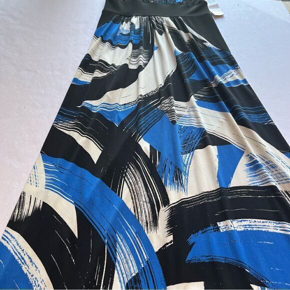 London Style Collection Women's Long Sleeveless Dress Black/Blue/Wht Size XS - Picture 8 of 14